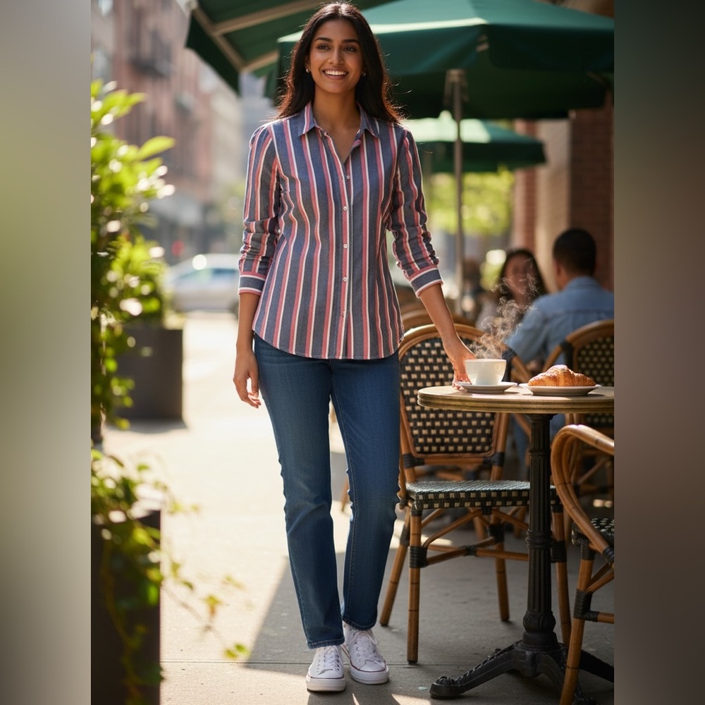 Old Navy Chambray and Pink Striped Tunic